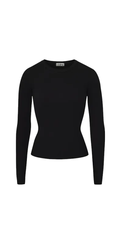 Long Sleeve Fitted Top Black sold by Maison Rogue