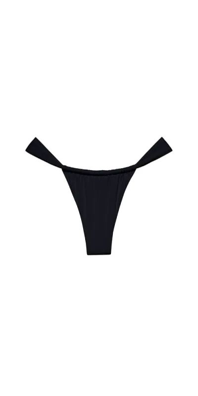 Sandra Bikini Bottom Black Rib sold by Maison Rogue