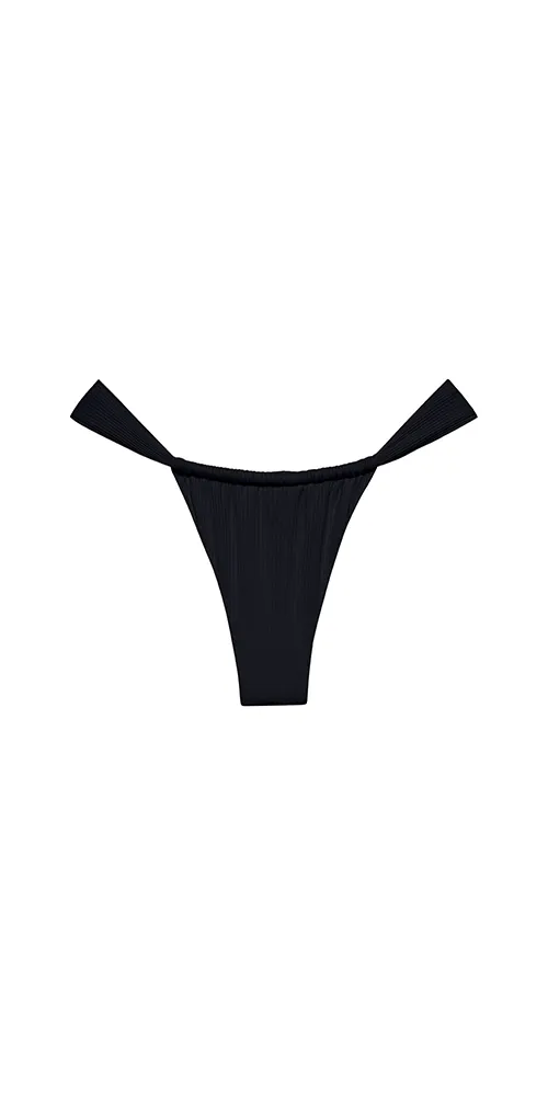 Sandra Bikini Bottom Black Rib sold by Maison Rogue