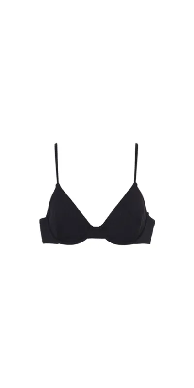 Dainty Bikini Top Black Rib sold by Maison Rogue