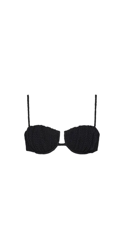 Petal Bikini Top Black Crochet sold by Maison Rogue