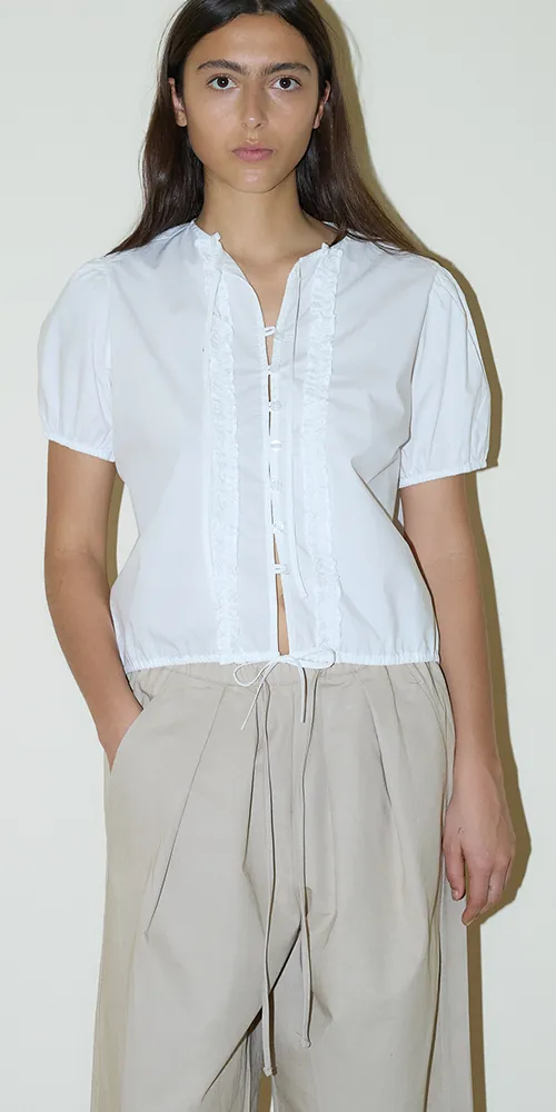 Double Frill Top White sold by Maison Rogue