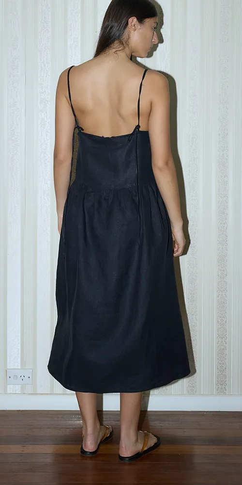 Gathered Halter Dress Black sold by Maison Rogue product image thumbnail 3