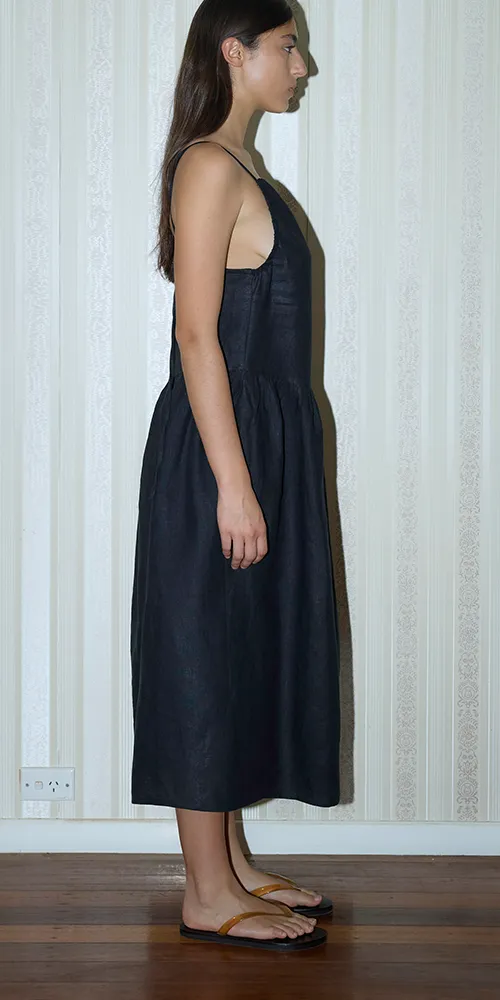 Gathered Halter Dress Black sold by Maison Rogue product image thumbnail 2