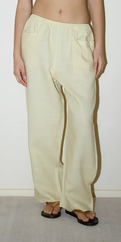 Linen Square Pocket Pant Butter Yellow made by Deiji Studios