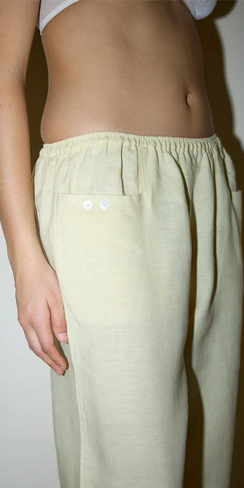 Linen Square Pocket Pant Butter Yellow sold by Maison Rogue product image thumbnail 2