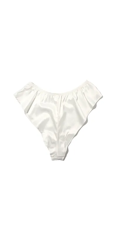 Satin Sleep Flutter Tanga Light Ivory sold by Maison Rogue