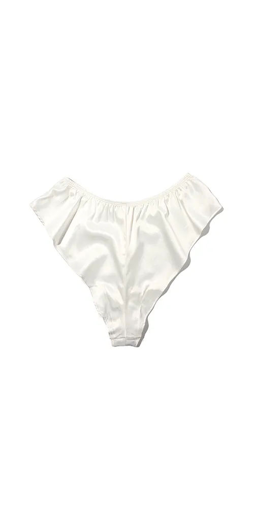 Satin Sleep Flutter Tanga Light Ivory sold by Maison Rogue