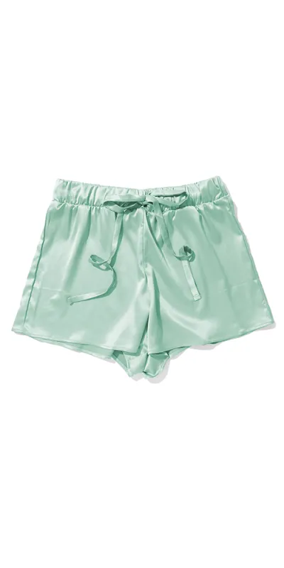 Satin Sleep Drawstring Short Green Tea sold by Maison Rogue