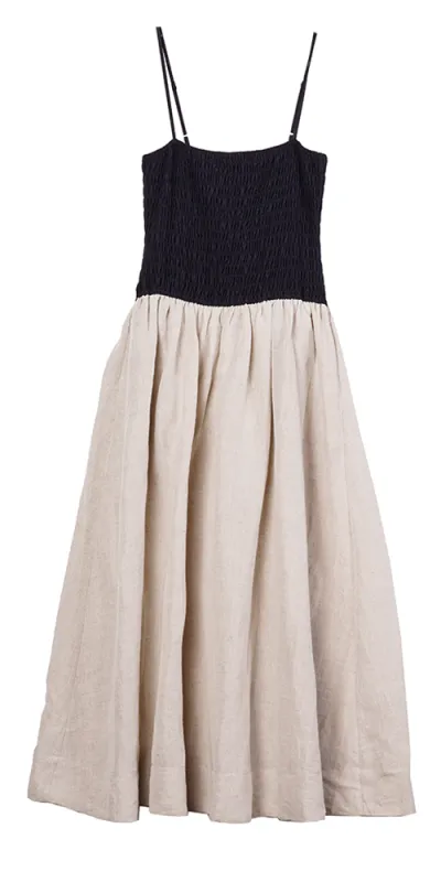 Mael Dress Oatmeal Linen sold by Maison Rogue