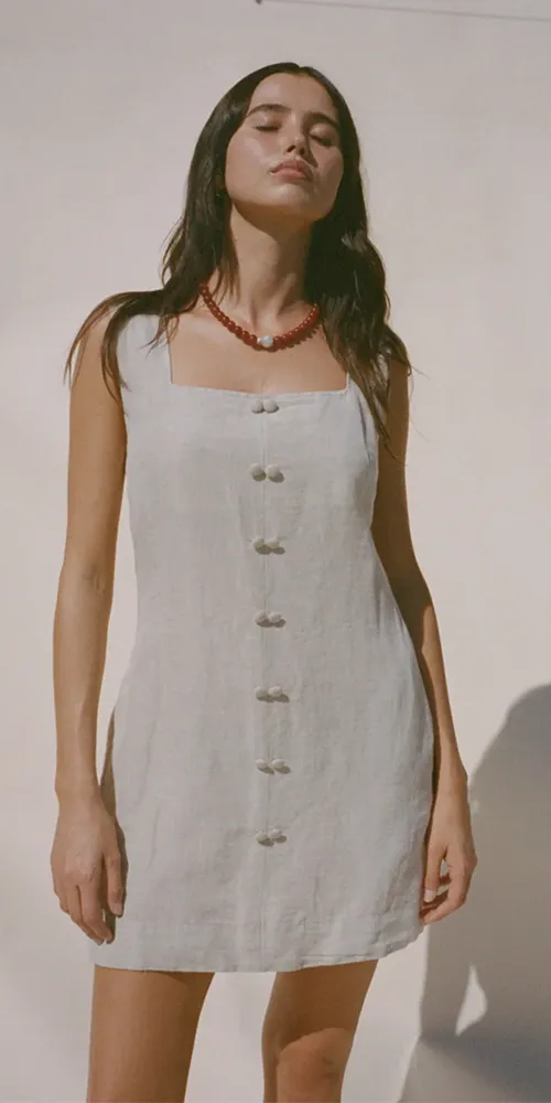 Virginie Dress Oatmeal Linen sold by Maison Rogue product image thumbnail 2