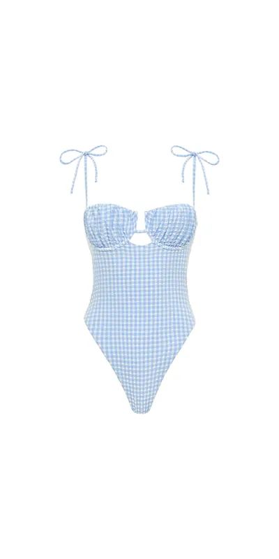 Peri Micro Gingham Petal One-Piece made by Montce