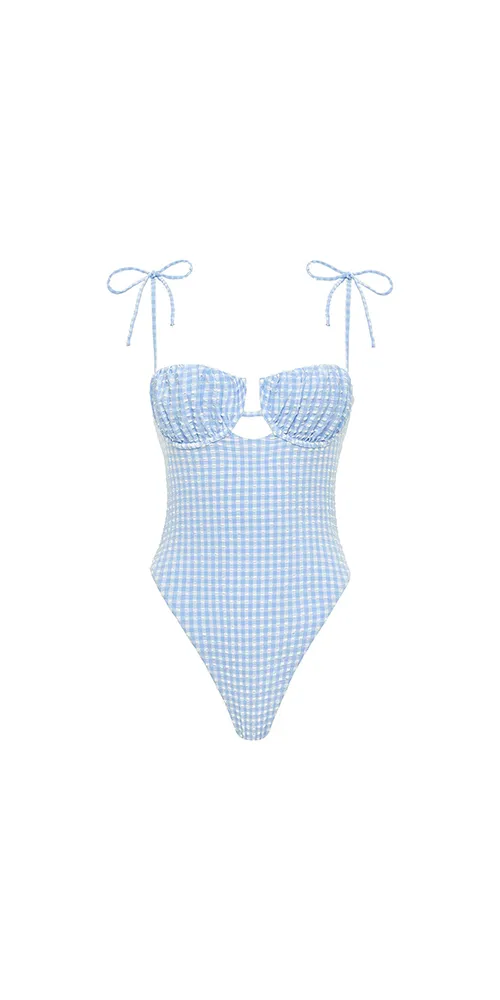 Peri Micro Gingham Petal One-Piece sold by Maison Rogue