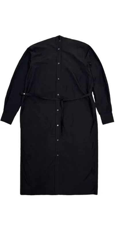 Colarless Shirtdress Black sold by Maison Rogue