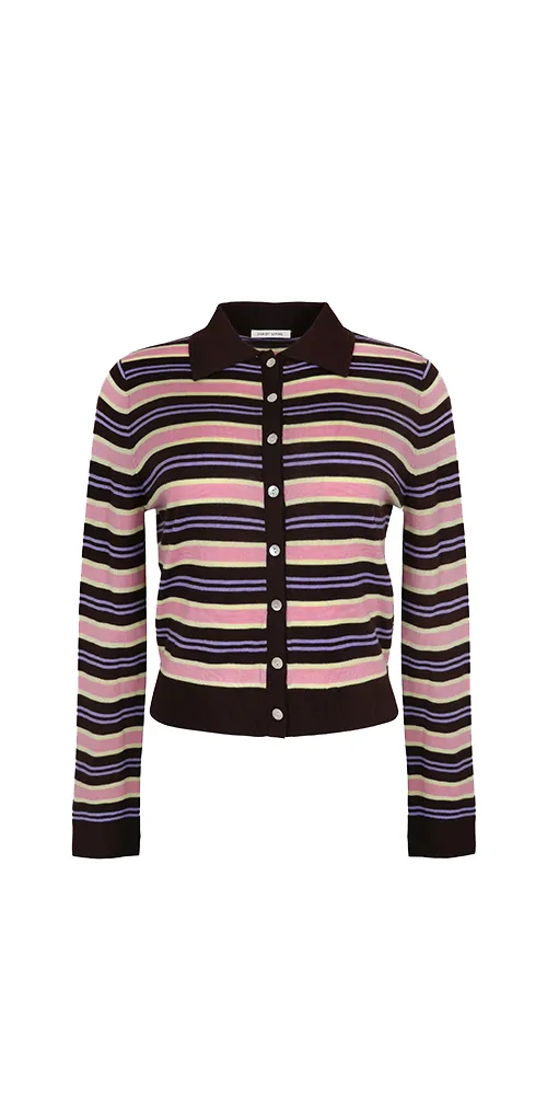 Summers Cardigan Brown Stripe sold by Maison Rogue