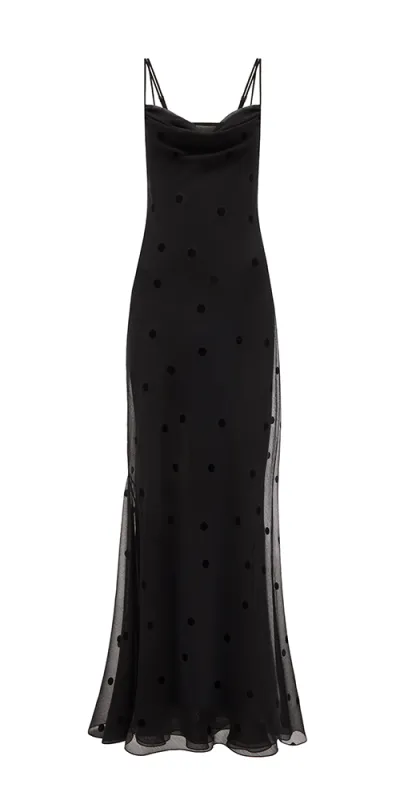 Coletta Sheer Polka Dot Maxi Dress sold by Maison Rogue