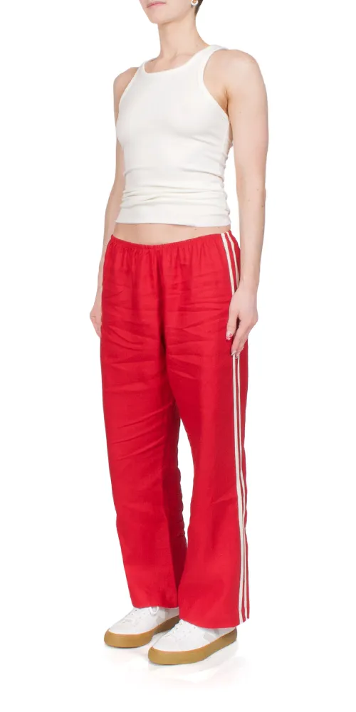 The Linen Crop Stripe Pant Bell Pepper sold by Maison Rogue product image thumbnail 2