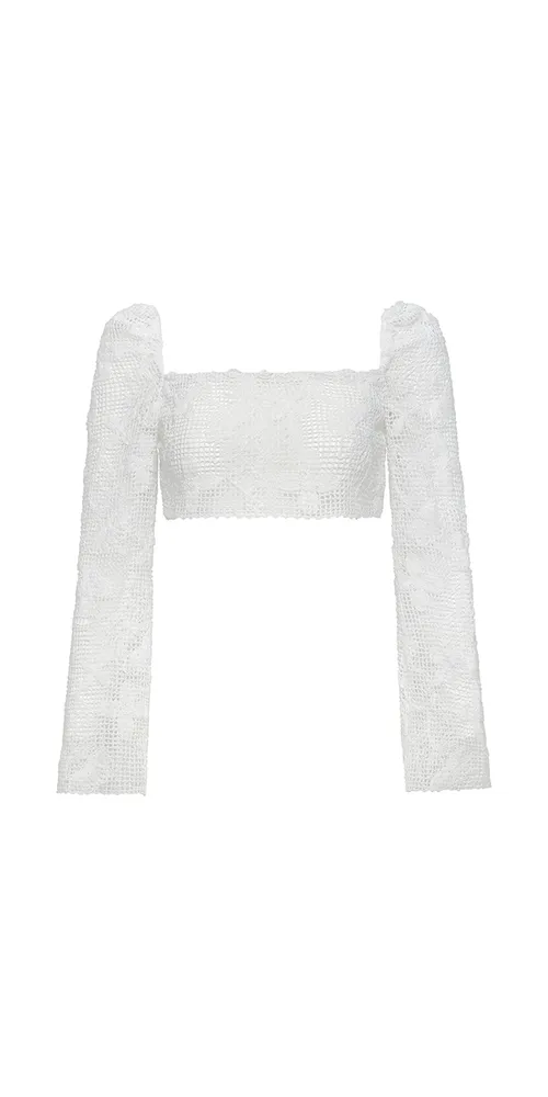 Long Sleeve Lace Crop Top Margarita Floral sold by Maison Rogue