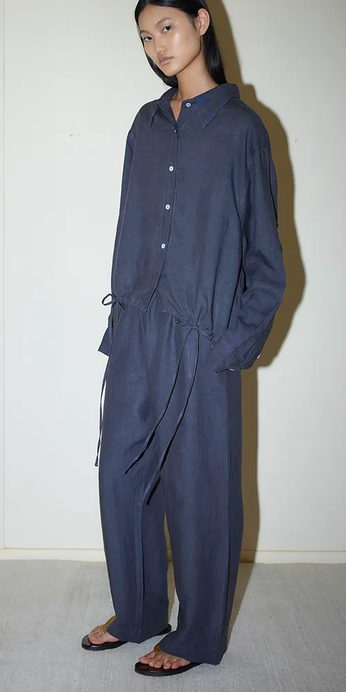 Tie Hem Linen Set Ink sold by Maison Rogue product image thumbnail 2