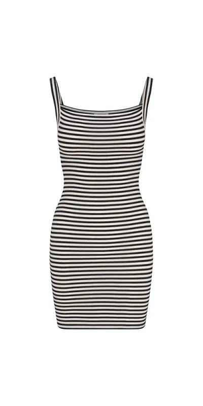 Mini Tank Dress In Black & White Stripe sold by Maison Rogue
