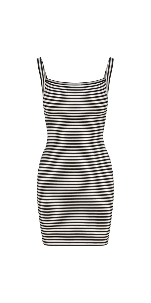 Mini Tank Dress In Black & White Stripe sold by Maison Rogue