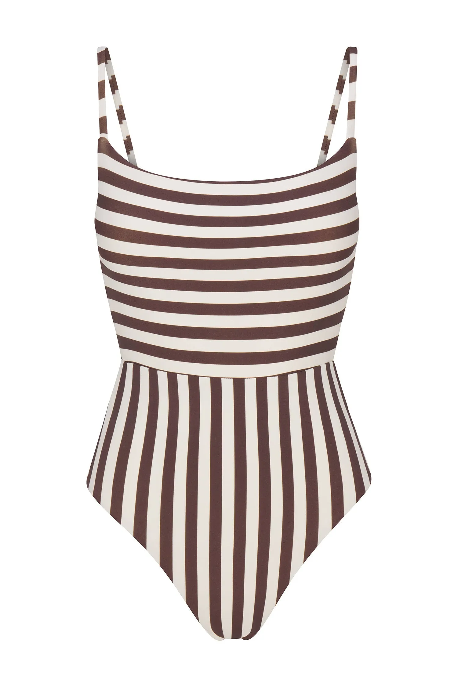 Square Neck Open Back One-Piece Mixed Stripes sold by Maison Rogue product image thumbnail 3