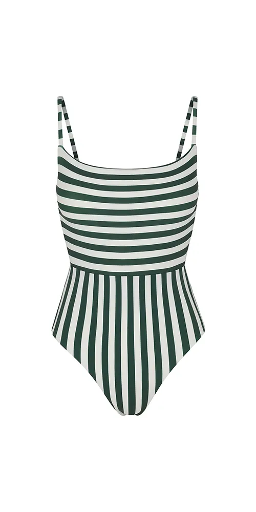 Square Neck Open Back One-Piece Mixed Stripes sold by Maison Rogue