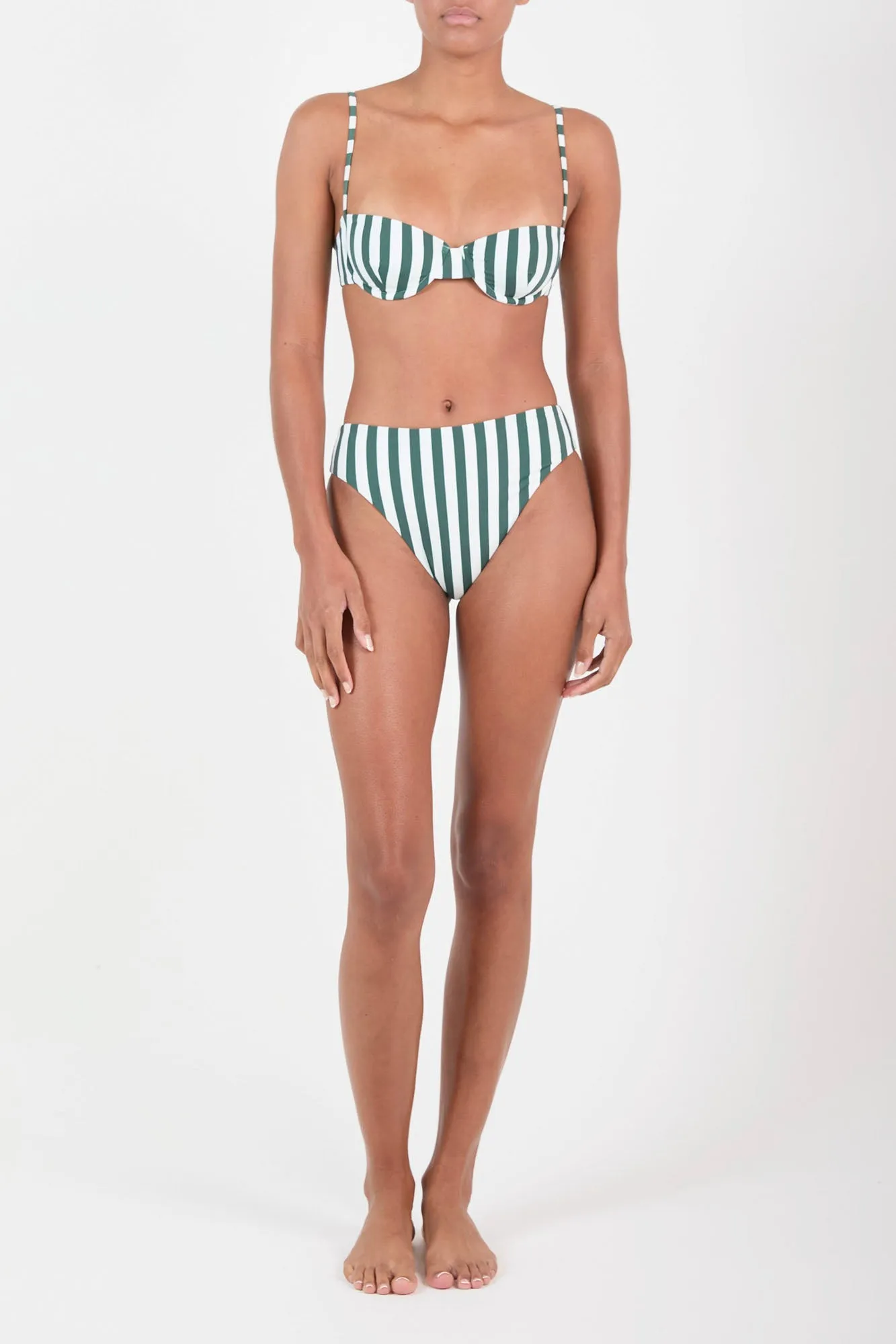 Balconette Underwire Bikini Top Green Stripes sold by Maison Rogue product image thumbnail 4