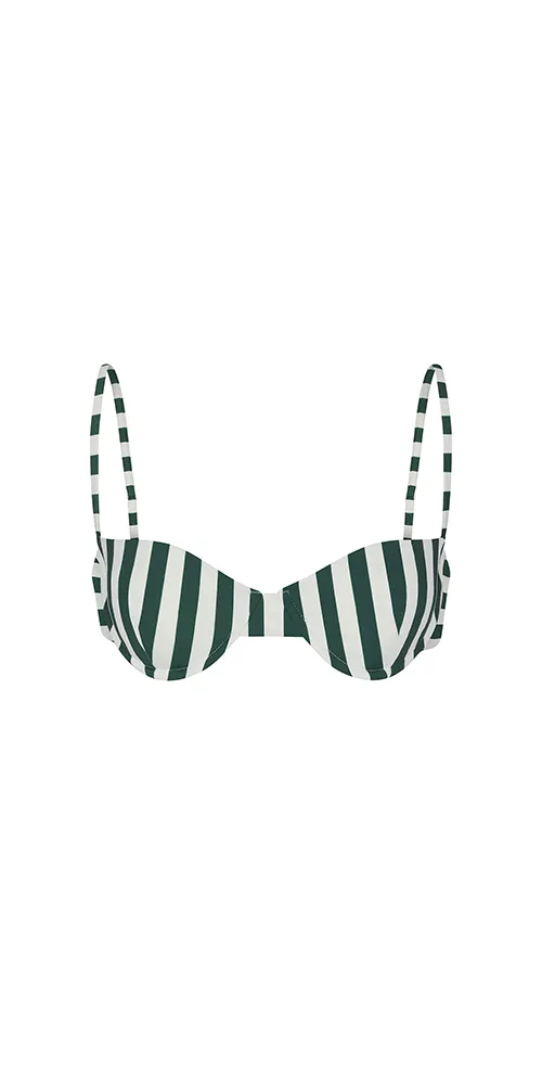 Balconette Underwire Bikini Top Green Stripes sold by Maison Rogue