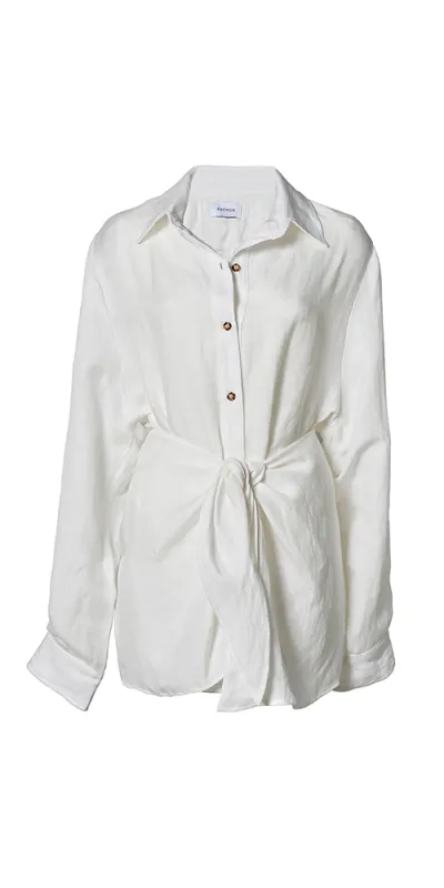 L.A. Linen Button-Down Wrap Mini Dress sold by Maison Rogue