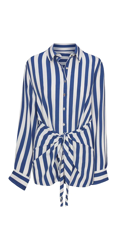 L.A. Button-Down Wrap Mini Dress Striped sold by Maison Rogue