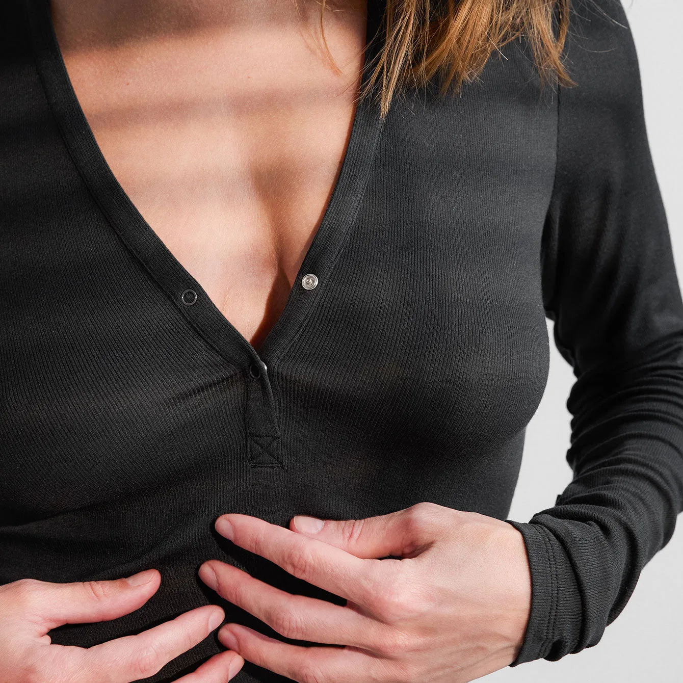 Soft Modal Rib V-Neck Henley sold by Maison Rogue product image thumbnail 5
