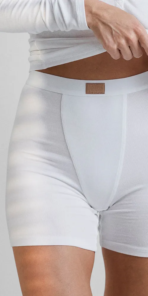 Soft Modal Rib Boyshort White sold by Maison Rogue product image thumbnail 2