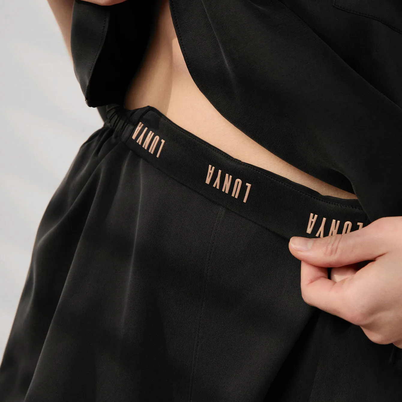 Washable Silk Tee Short Set Black sold by Maison Rogue product image thumbnail 5