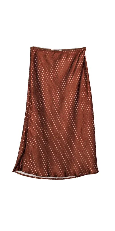 Emilie Satin Midi Skirt Siena sold by Maison Rogue