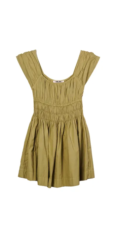 Abella Cotton Mini Dress Khaki sold by Maison Rogue