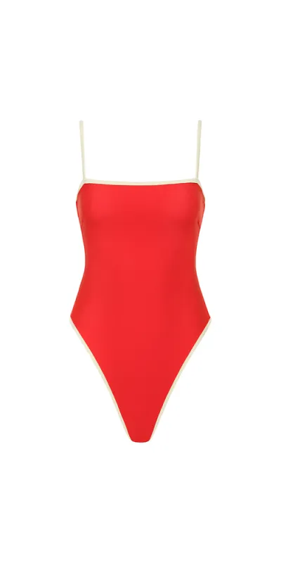 Jacelyn One-Piece Cherry Cream Binded sold by Maison Rogue