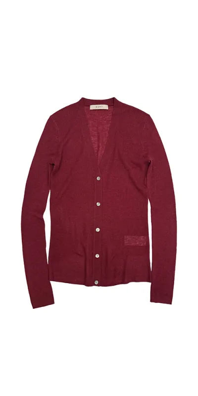 Skinny Rib V Cardigan Wine made by 6397