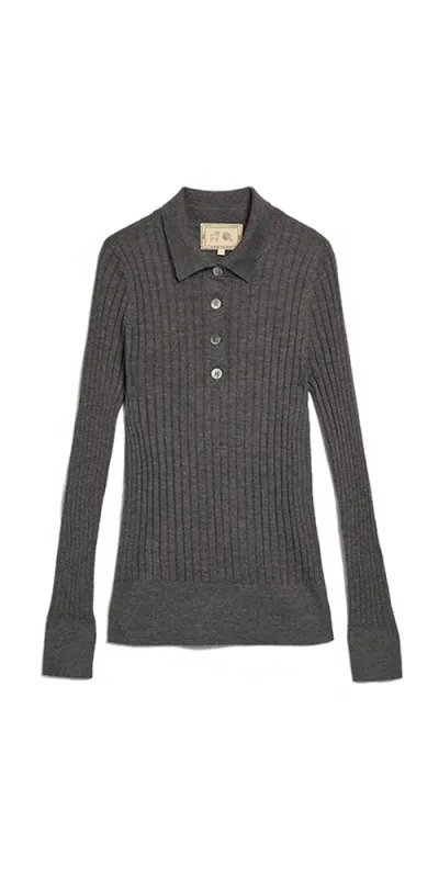 Luna Superfine Cashmere Polo Top sold by Maison Rogue