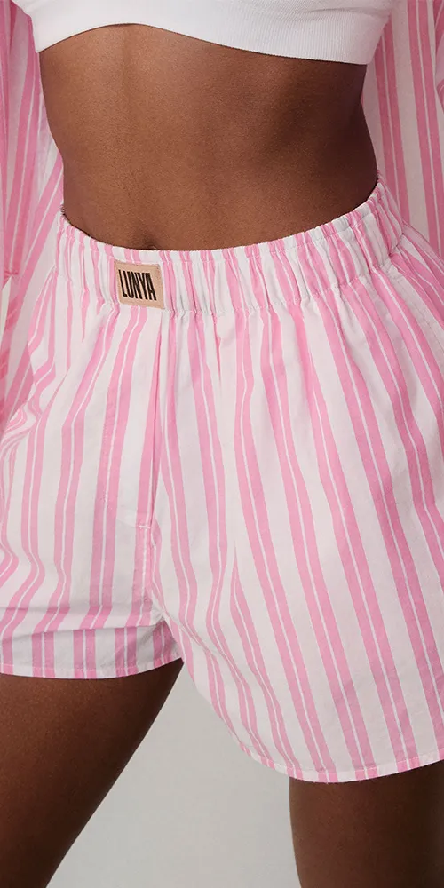 Airy Cotton Curved Hem Boxer Azalea Stripe sold by Maison Rogue product image thumbnail 2