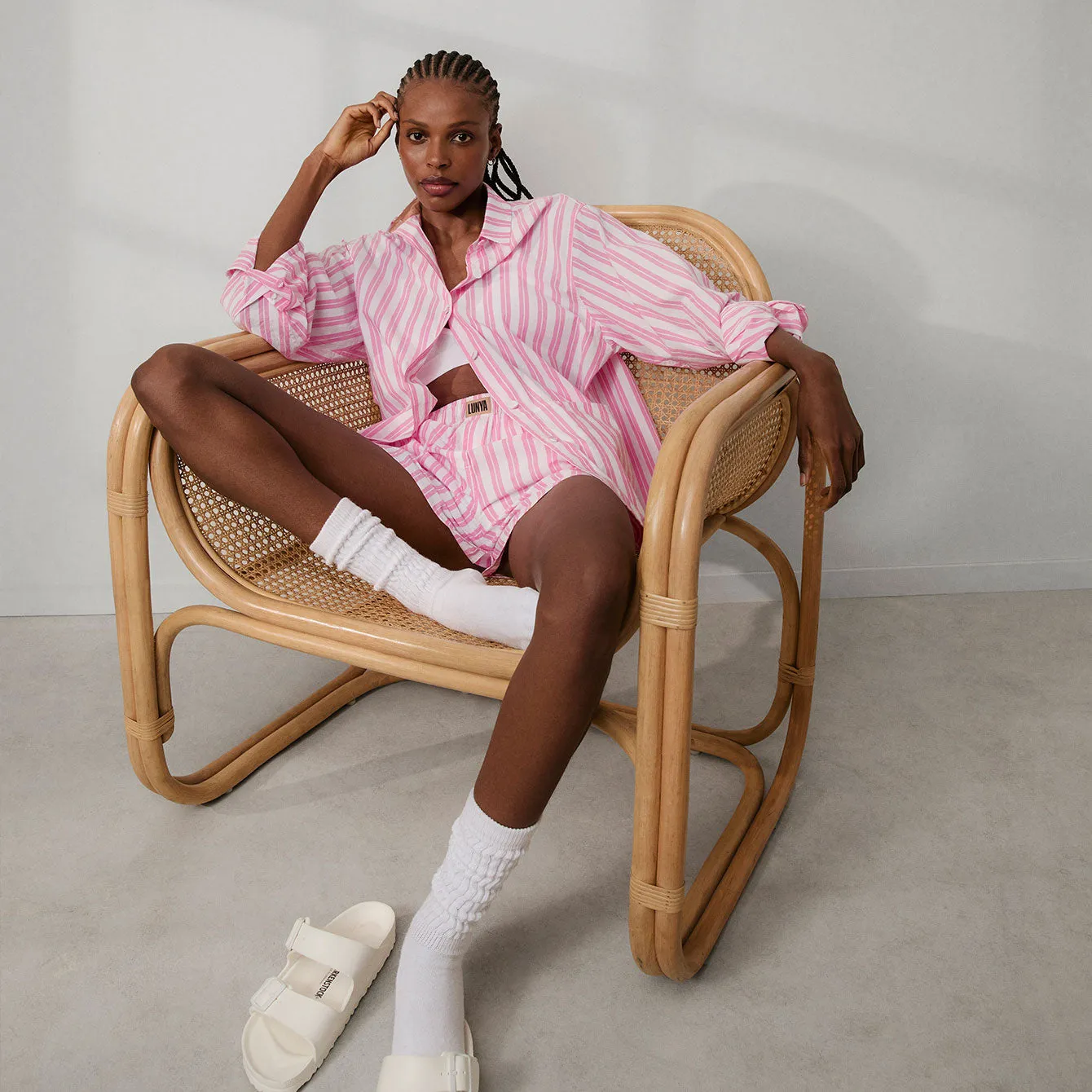 Airy Cotton Curved Hem Boxer Azalea Stripe sold by Maison Rogue product image thumbnail 4