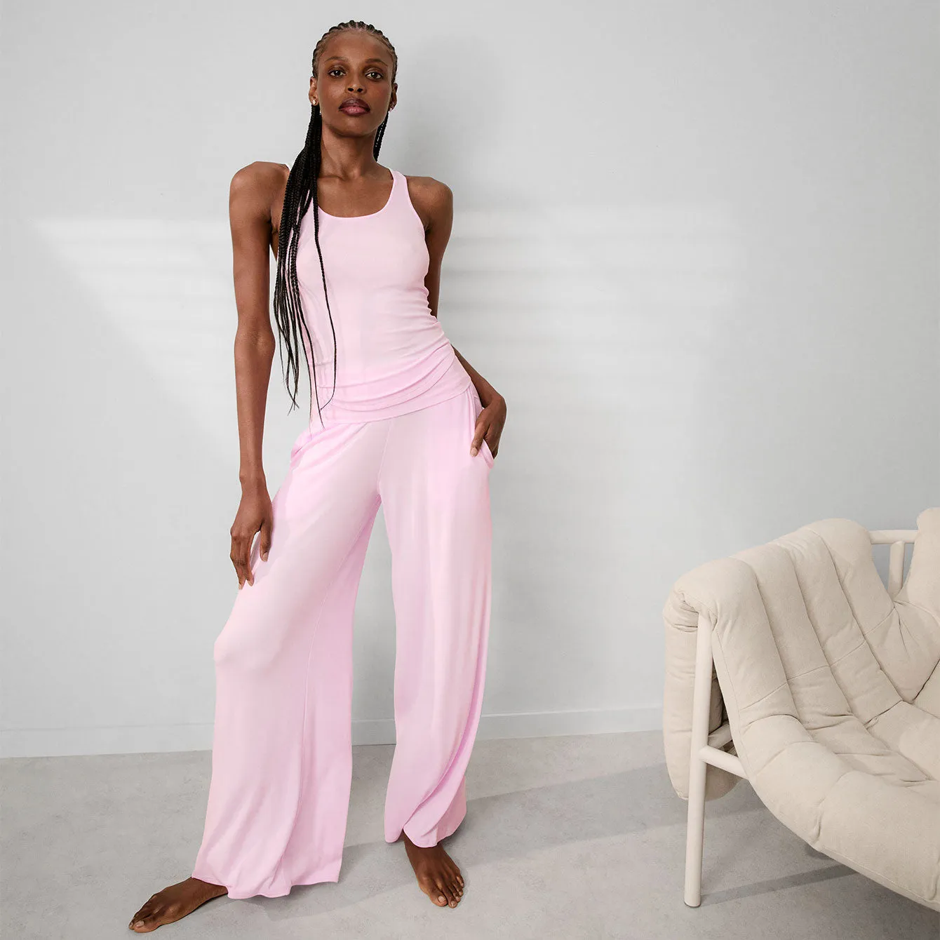 Soft Modal Rib Foldover Pant Melody Pink sold by Maison Rogue product image thumbnail 5