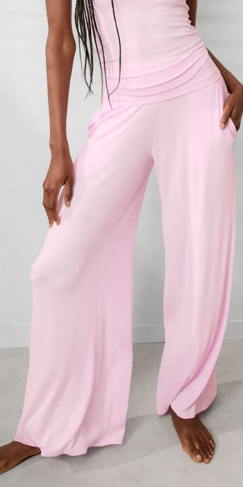 Soft Modal Rib Foldover Pant Melody Pink sold by Maison Rogue