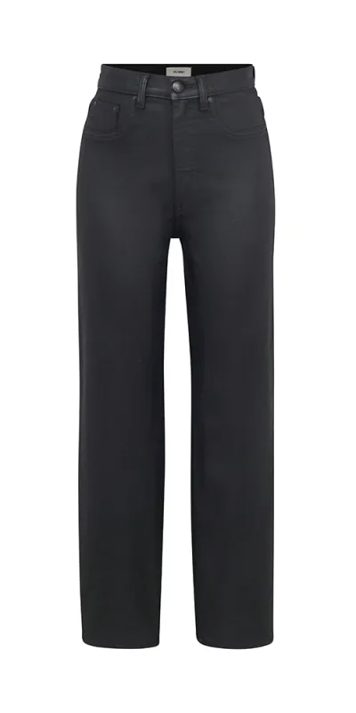 Karmine Refined Wide Leg High Rise Jeans Black Coated made by DL1961