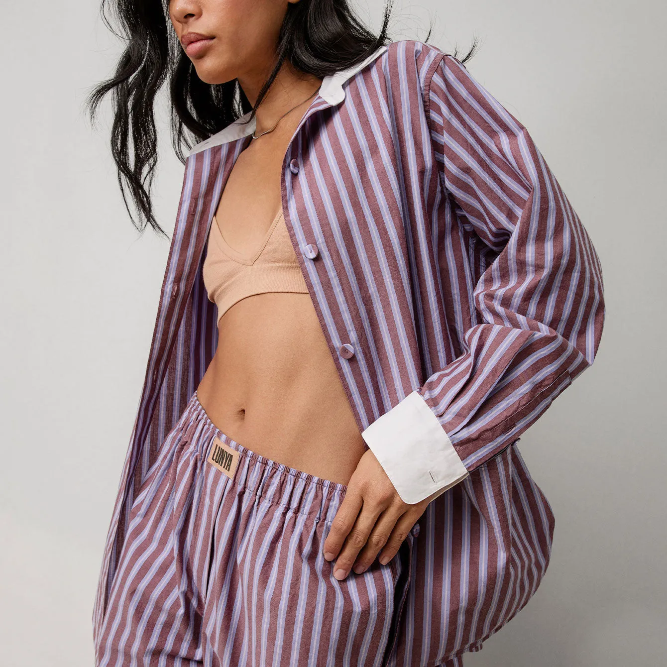 Airy Cotton Curved Hem Shirt Odyssey Stripe sold by Maison Rogue product image thumbnail 3