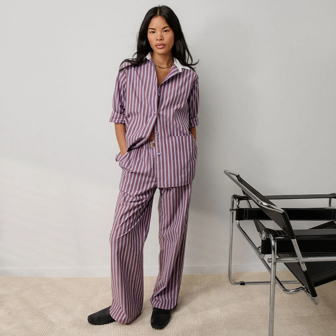 Airy Cotton Curved Hem Shirt Odyssey Stripe sold by Maison Rogue product image thumbnail 4