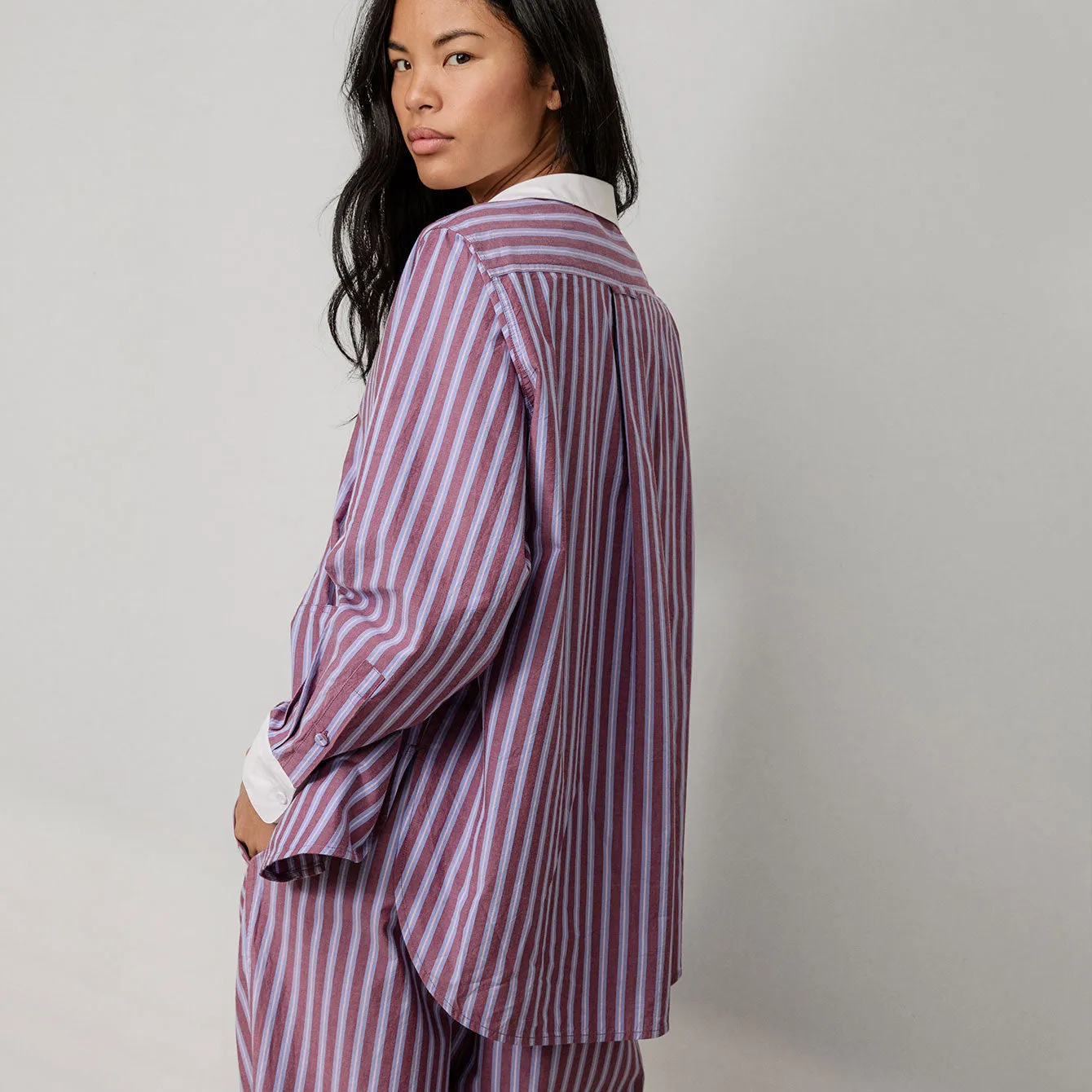 Airy Cotton Curved Hem Shirt Odyssey Stripe sold by Maison Rogue product image thumbnail 5