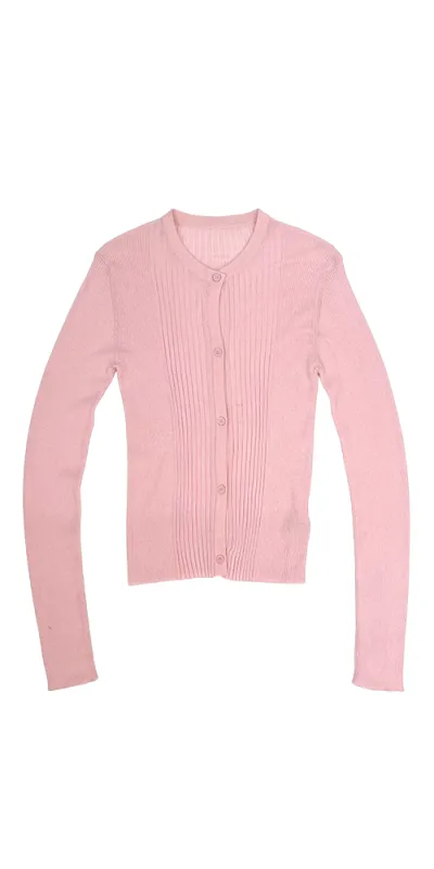 Ribbed Knit Cardigan Powder Pink sold by Maison Rogue