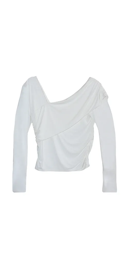 Half Open Shoulder Top White sold by Maison Rogue