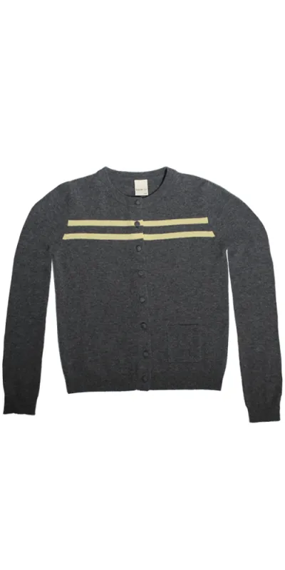 Cashmere Wool Stripe Cardigan Charcoal sold by Maison Rogue